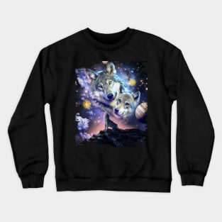 Cosmic Space Wolf Crewneck Sweatshirt